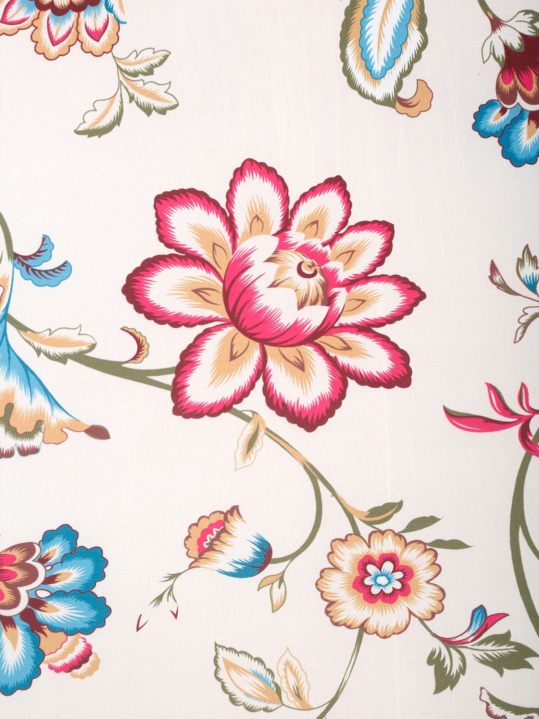 Cortina Beige & Turquoise Blue Floral Printed Three Seater Sofa Cover