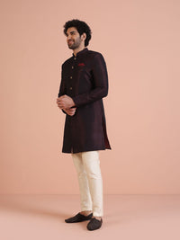KISAH Men Self-Design Cotton Indowestern Sherwani Trouser Set