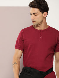 DILLINGER Men Henley Neck Honeycomb Structure T-shirt