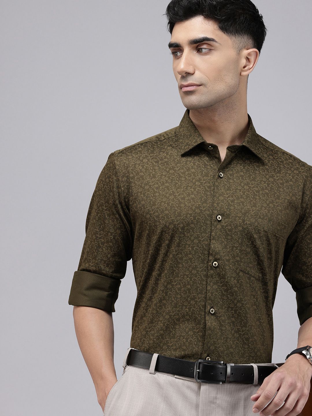 Park Avenue Slim Fit Floral Printed Formal Shirt