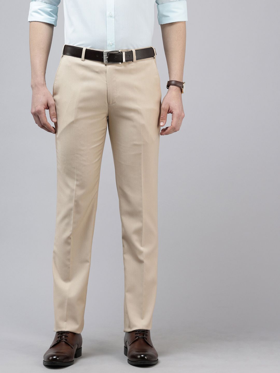 Park Avenue Men Textured Slim Fit Formal Trousers