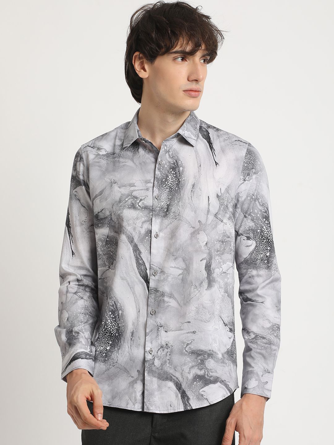 THE BEAR HOUSE Men's Printed Slim Fit Casual Shirt