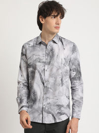 THE BEAR HOUSE Men's Printed Slim Fit Casual Shirt