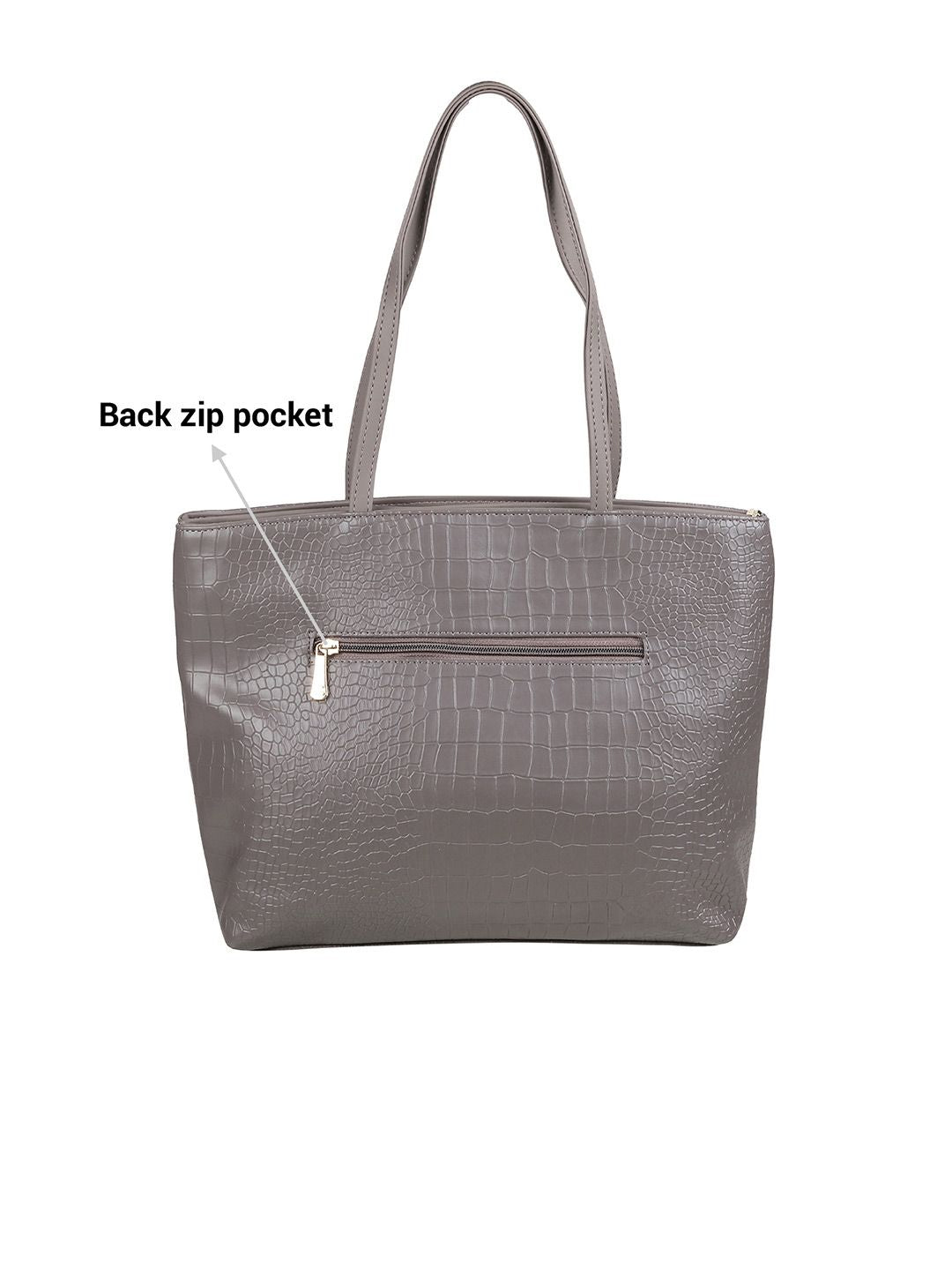 Mochi Grey Textured Shopper Shoulder Bag