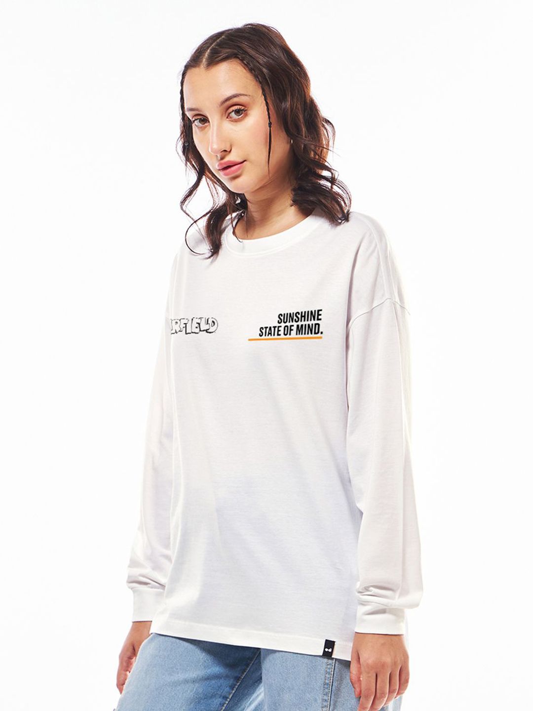 Bewakoof Women Graphic Printed Round Neck Cotton Oversized T-shirt