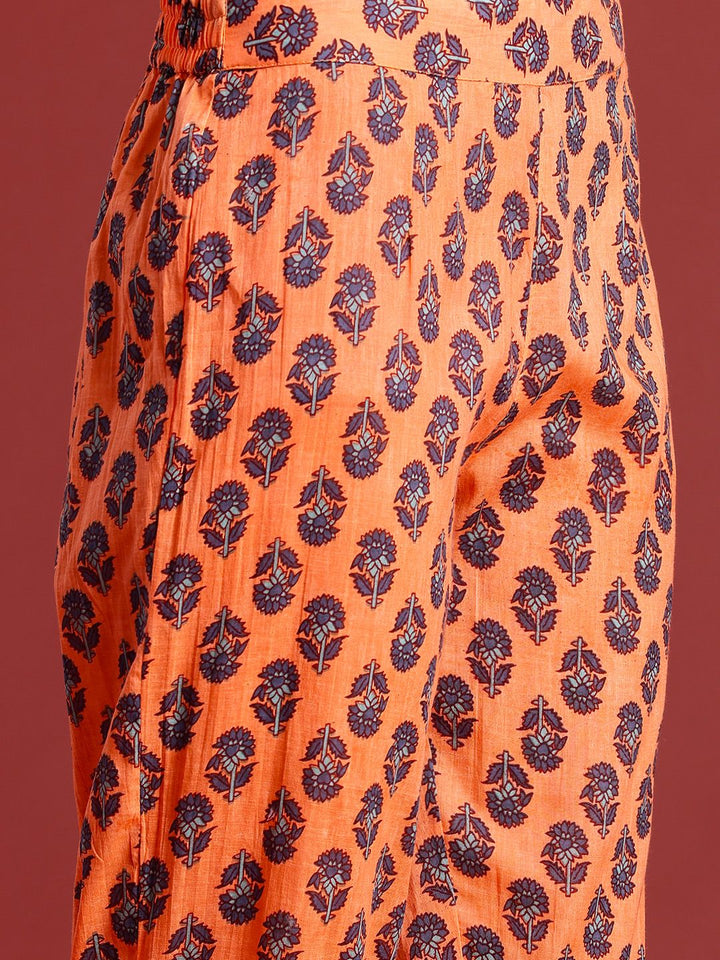 Anouk Floral Printed Pure Cotton Kurta With Trousers & Dupatta