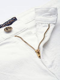 The Indian Garage Co Men White Distressed Slim Fit Shorts