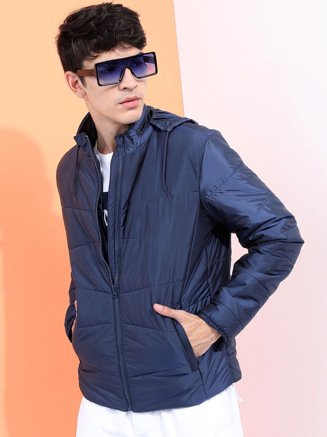 HIGHLANDER Men Navy Blue Padded Jacket