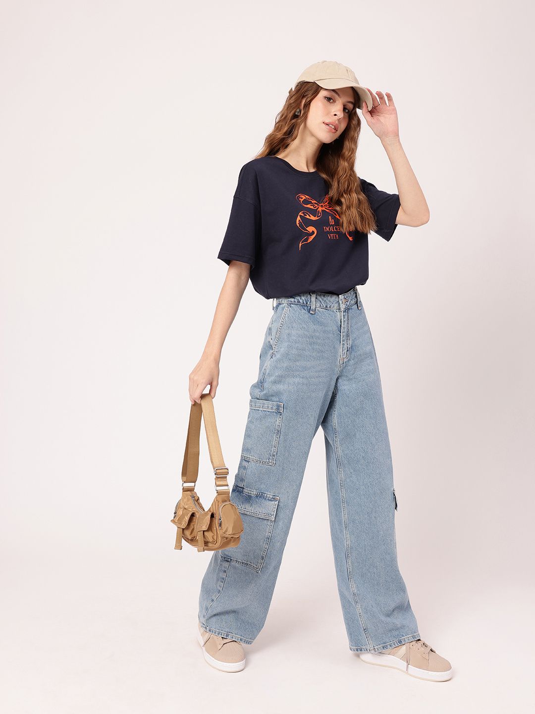 DressBerry Whimsical Grunge Graphic Typo Printed Boxy T-shirt