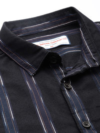 The Indian Garage Co Men Purple Slim Fit Striped Dobby Casual Shirt