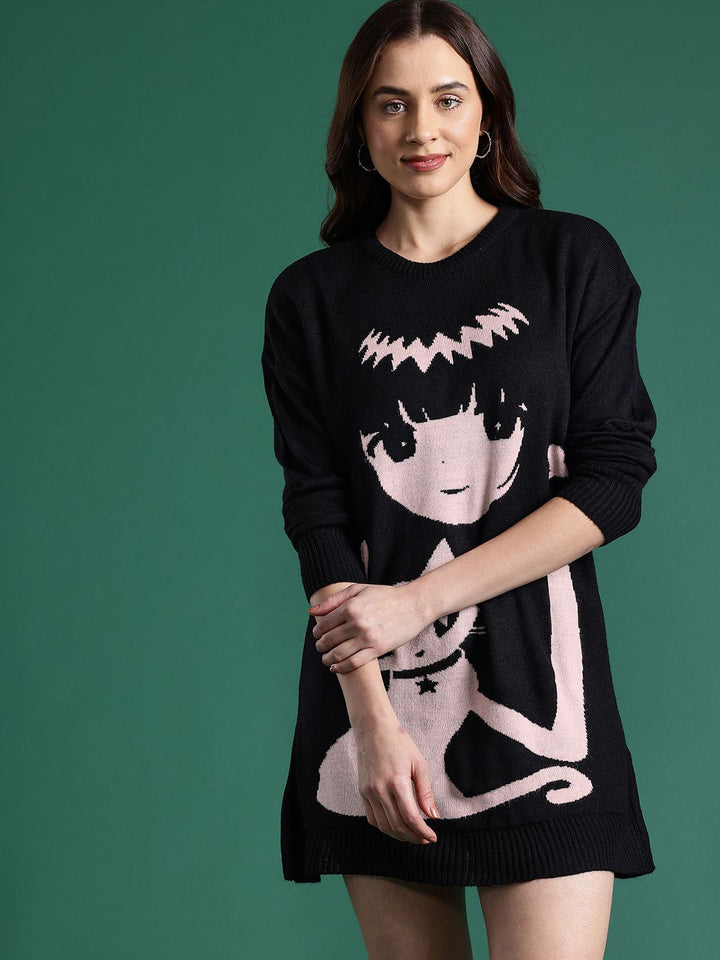 DressBerry Self Design Sweater Dress