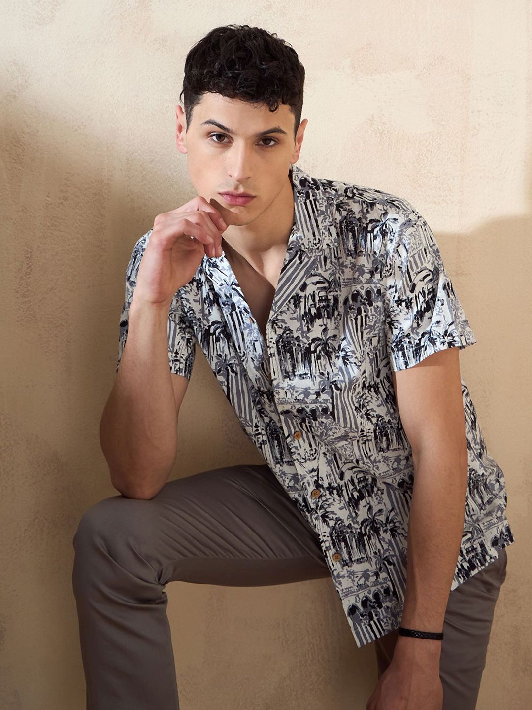 DENNISON Block Printed Oversized Casual Shirt