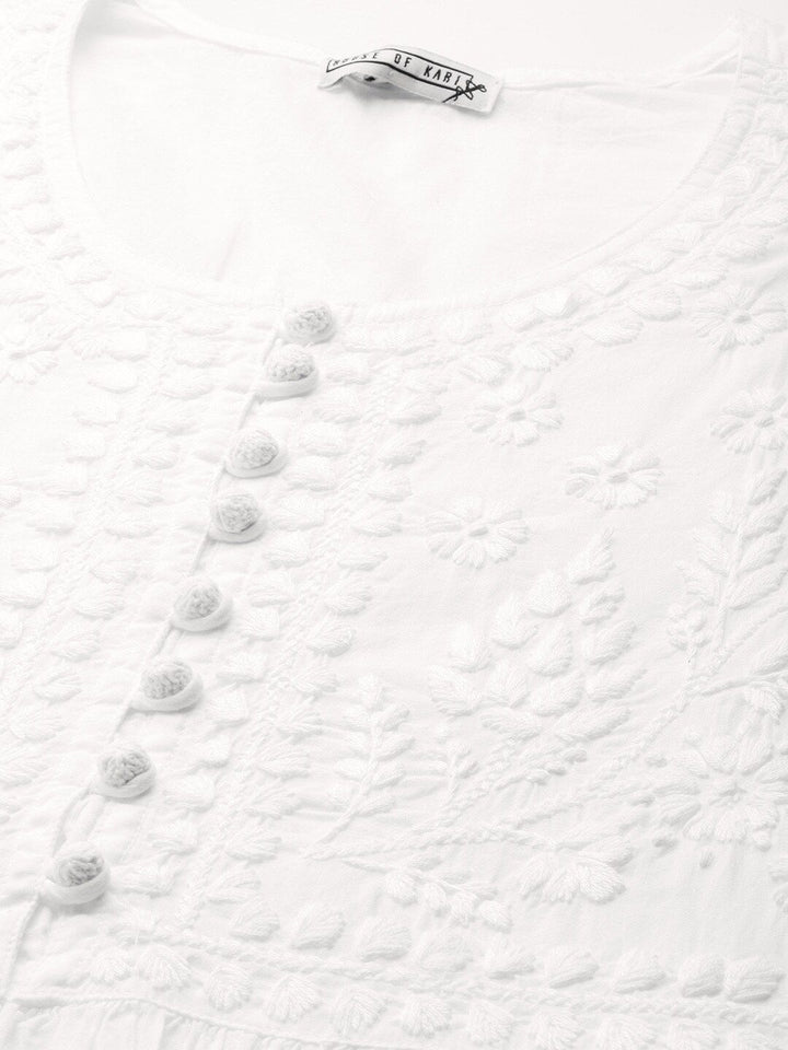 HOUSE OF KARI Embroidered Chikankari A-Line Kurta