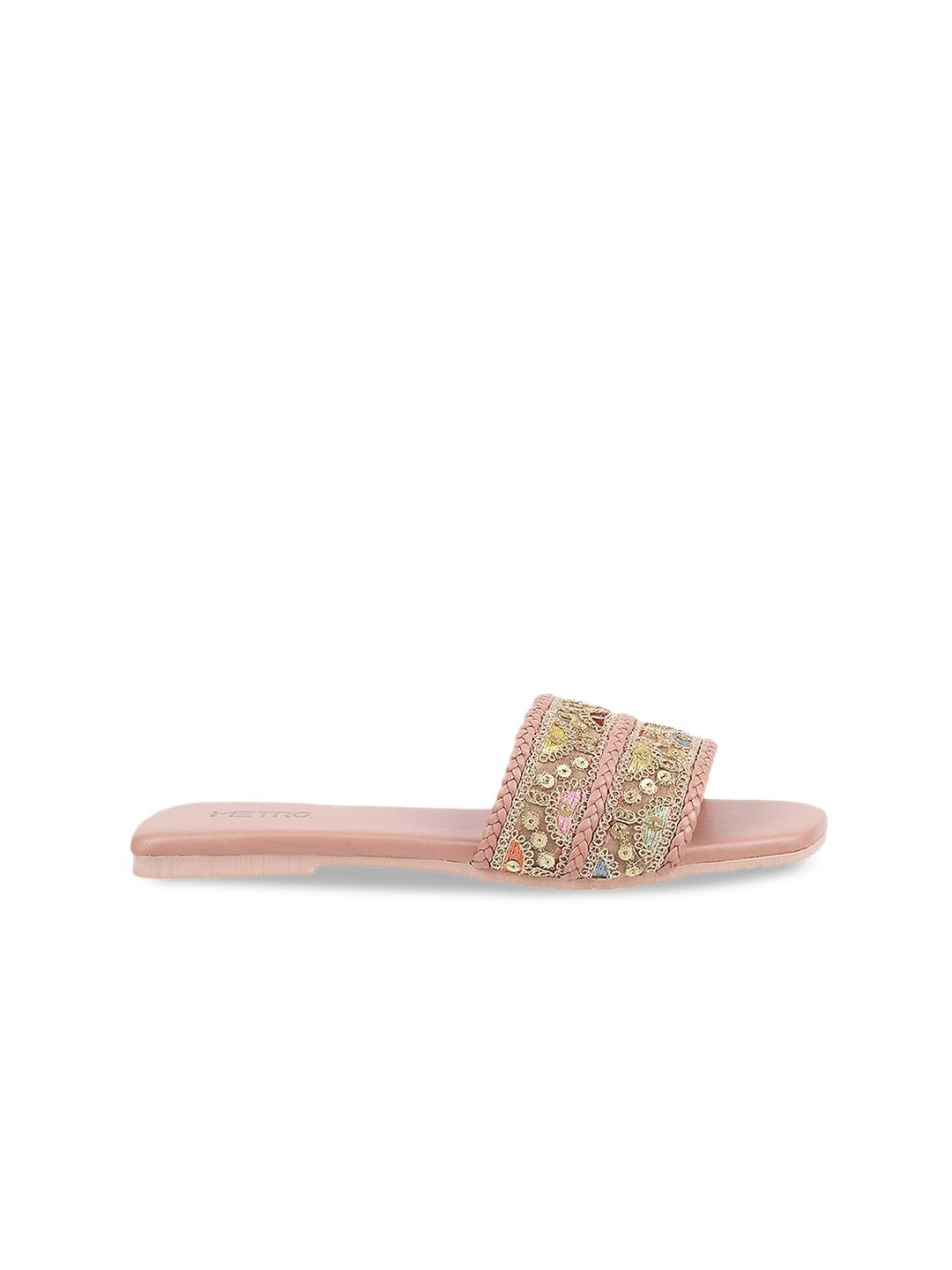 Metro Women Embellished Open Toe Flats