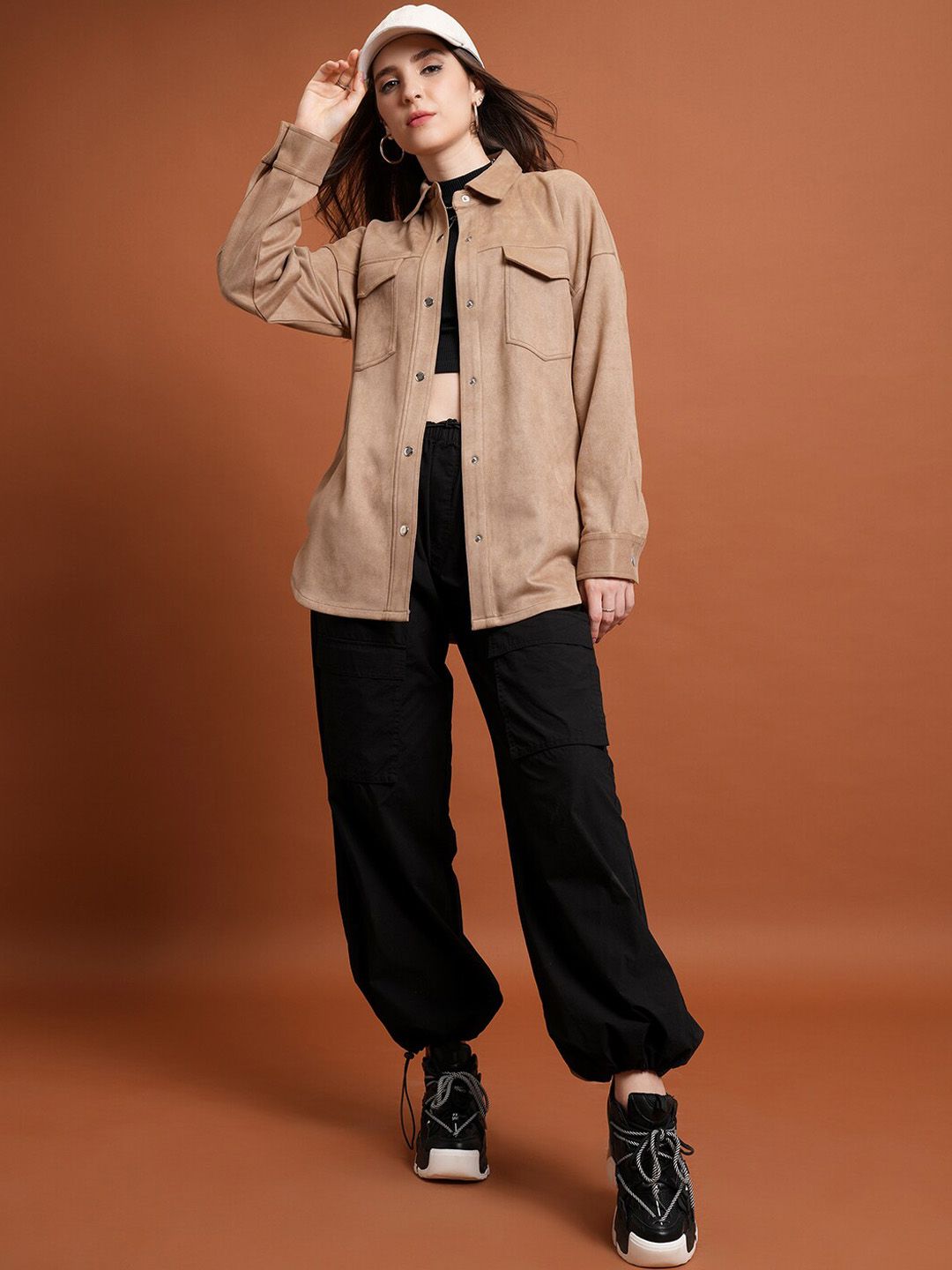 Tokyo Talkies Beige Spread Collar Tailored Jacket