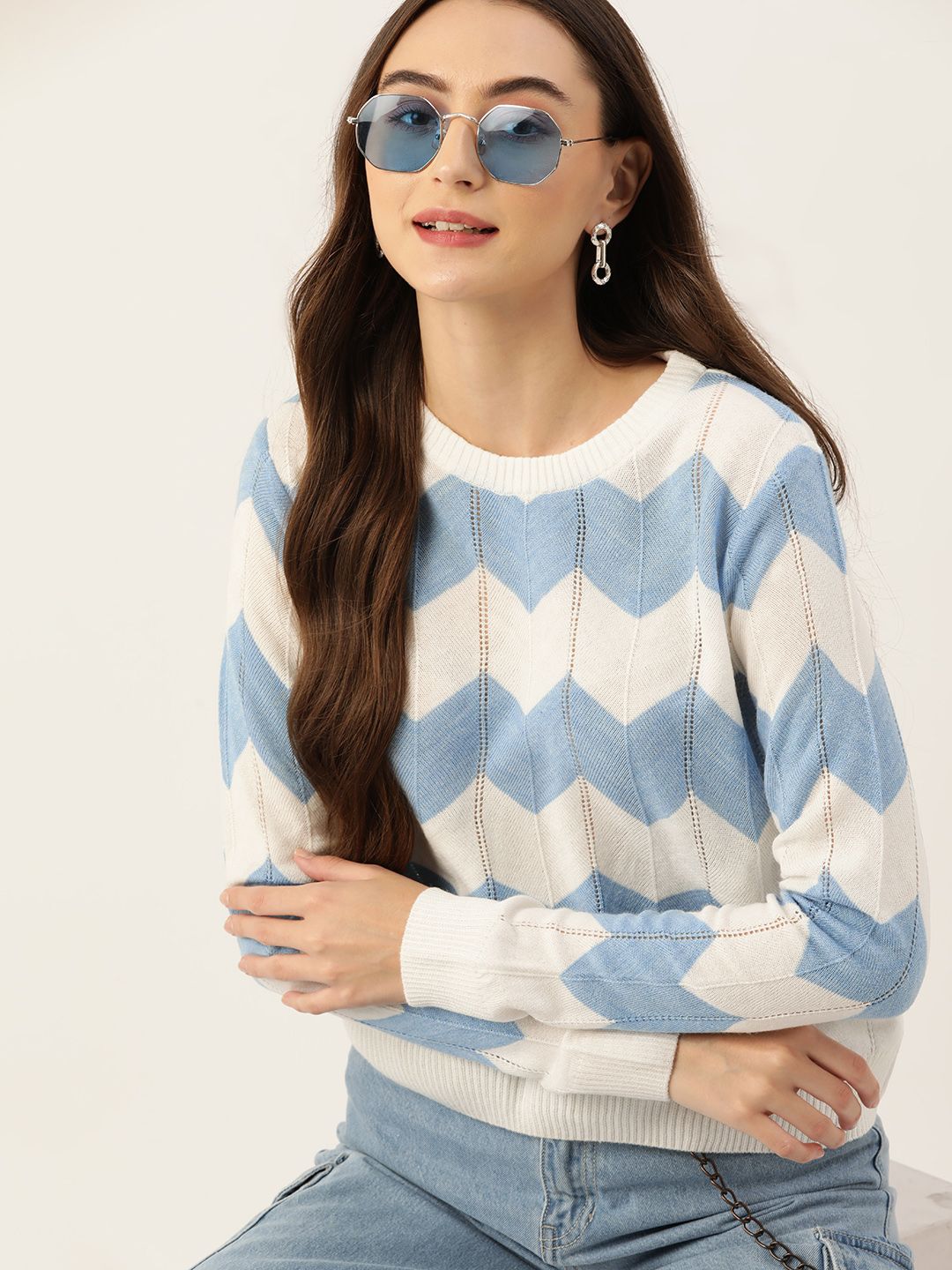 DressBerry Women Acrylic Chevron Patterned Pullover