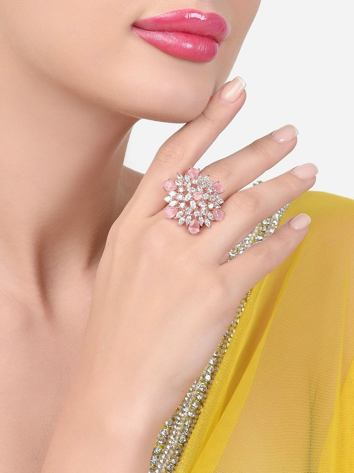 Zaveri Pearls Rose Gold-Plated CZ-Studded Adjustable Finger Rings
