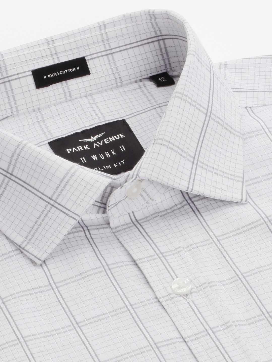 Park Avenue Windowpane Checked Slim Fit Pure Cotton Formal Shirt