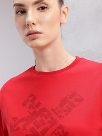 HRX by Hrithik Roshan Brand Logo Printed Drop-Shoulder Sleeves Relaxed Training T-shirt