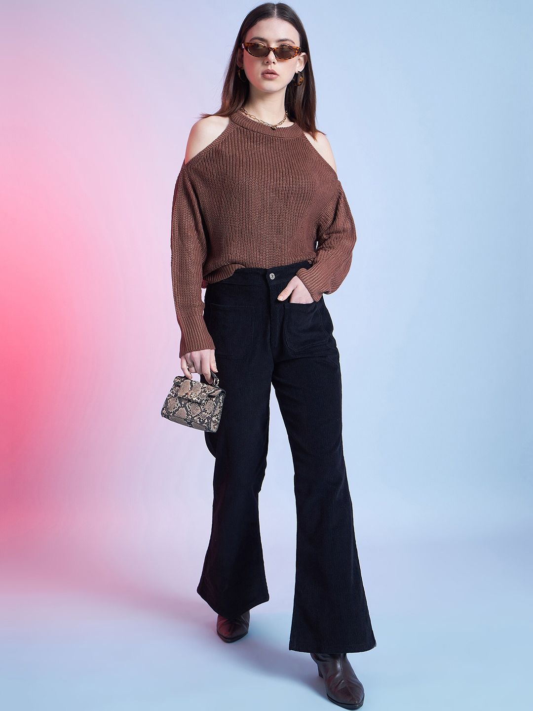 STREET 9 Women Relaxed Pure Cotton Flared Trousers