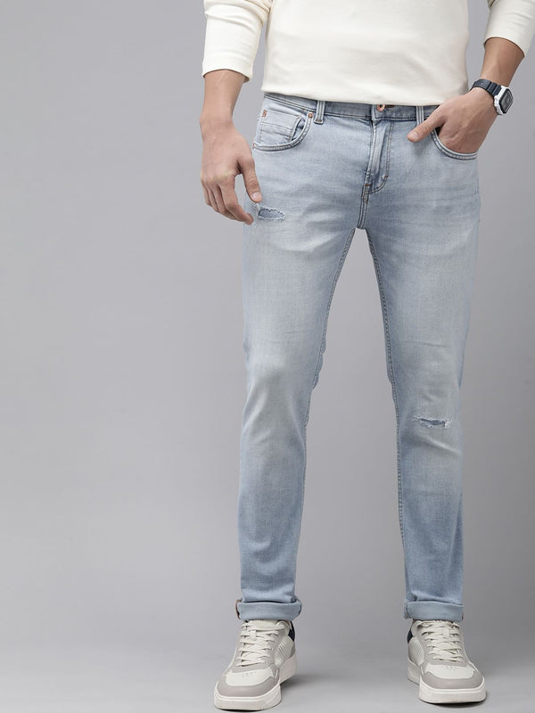 SPYKAR Men Skinny Fit Low-Rise Low Distress Light Fade Stretchable Jeans