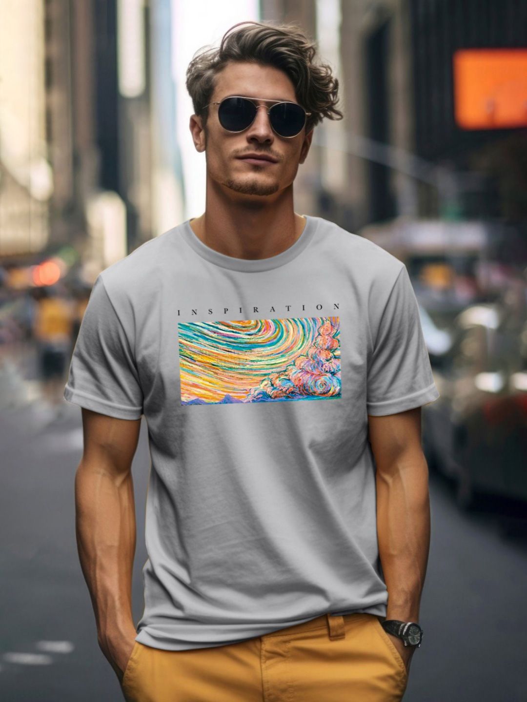 ADRO Typography Printed Round Neck Pure Cotton T-shirt