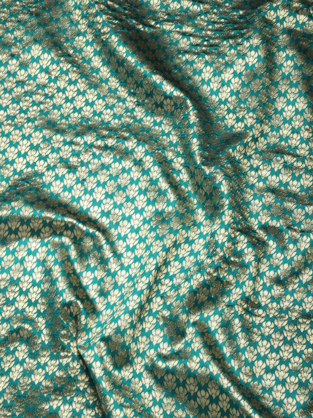 Saree mall Teal & Red Woven Design Zari Silk Blend Paithani Sarees