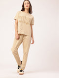 DressBerry Cotton Terry Typography Printed T-Shirt & Trouser Co-Ords