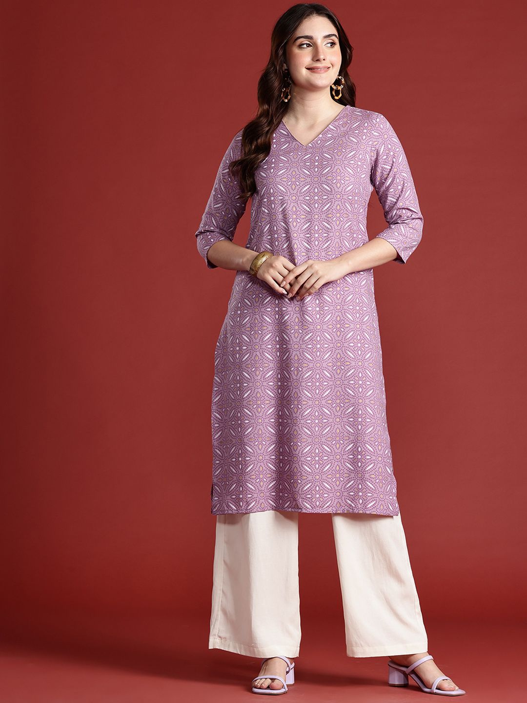 Anouk Ethnic Motifs Print Straight Kurta