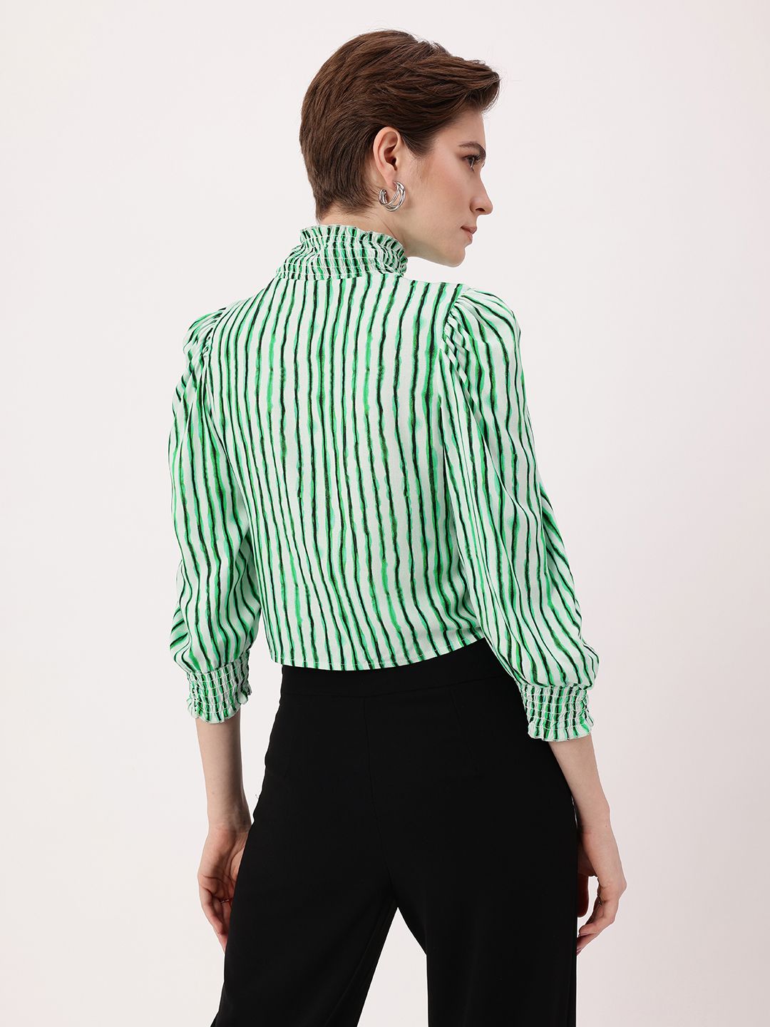 DressBerry Kawaii Core Striped Shirt Style Crop Top