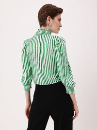 DressBerry Kawaii Core Striped Shirt Style Crop Top