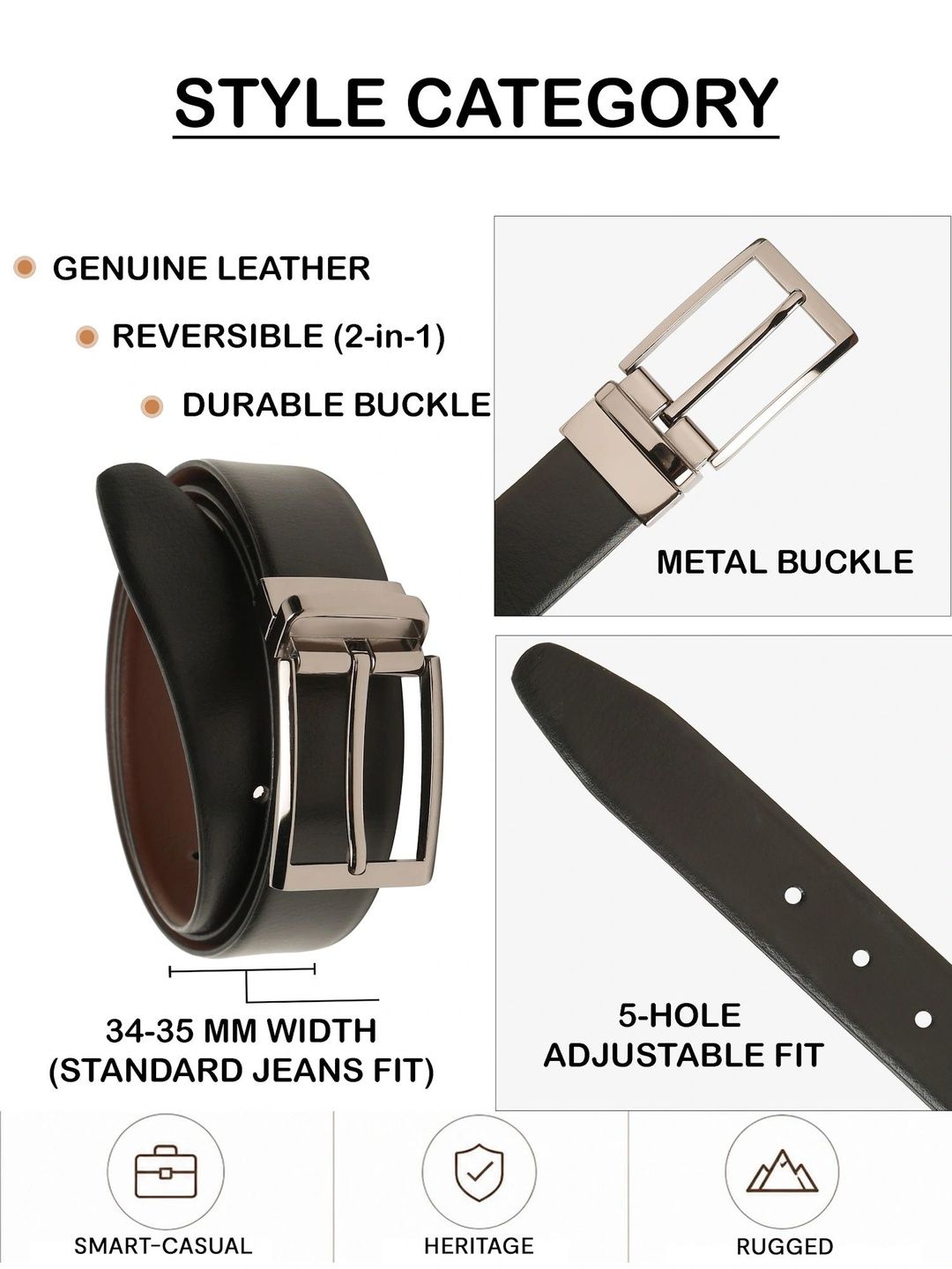 Teakwood Leathers Men Leather Reversible Formal Belt