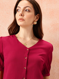 all about you Textured Puff Sleeves Top