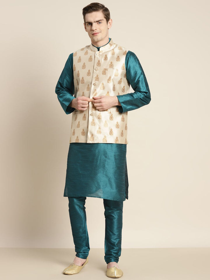 SOJANYA Kurta Motif Etnik Hijau Lelaki dengan Churidar