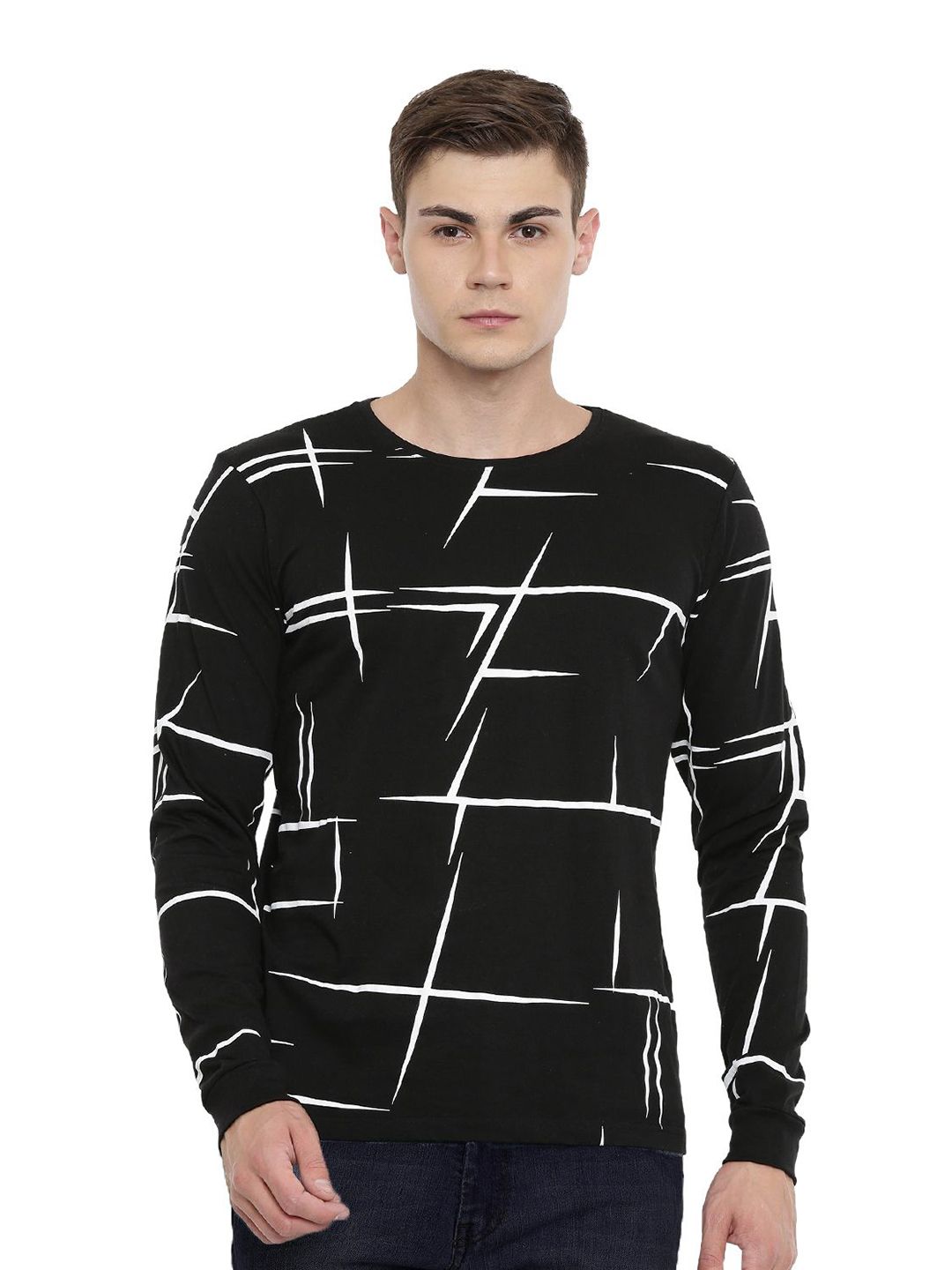 ADRO Men Abstract Printed Round Neck T-shirt