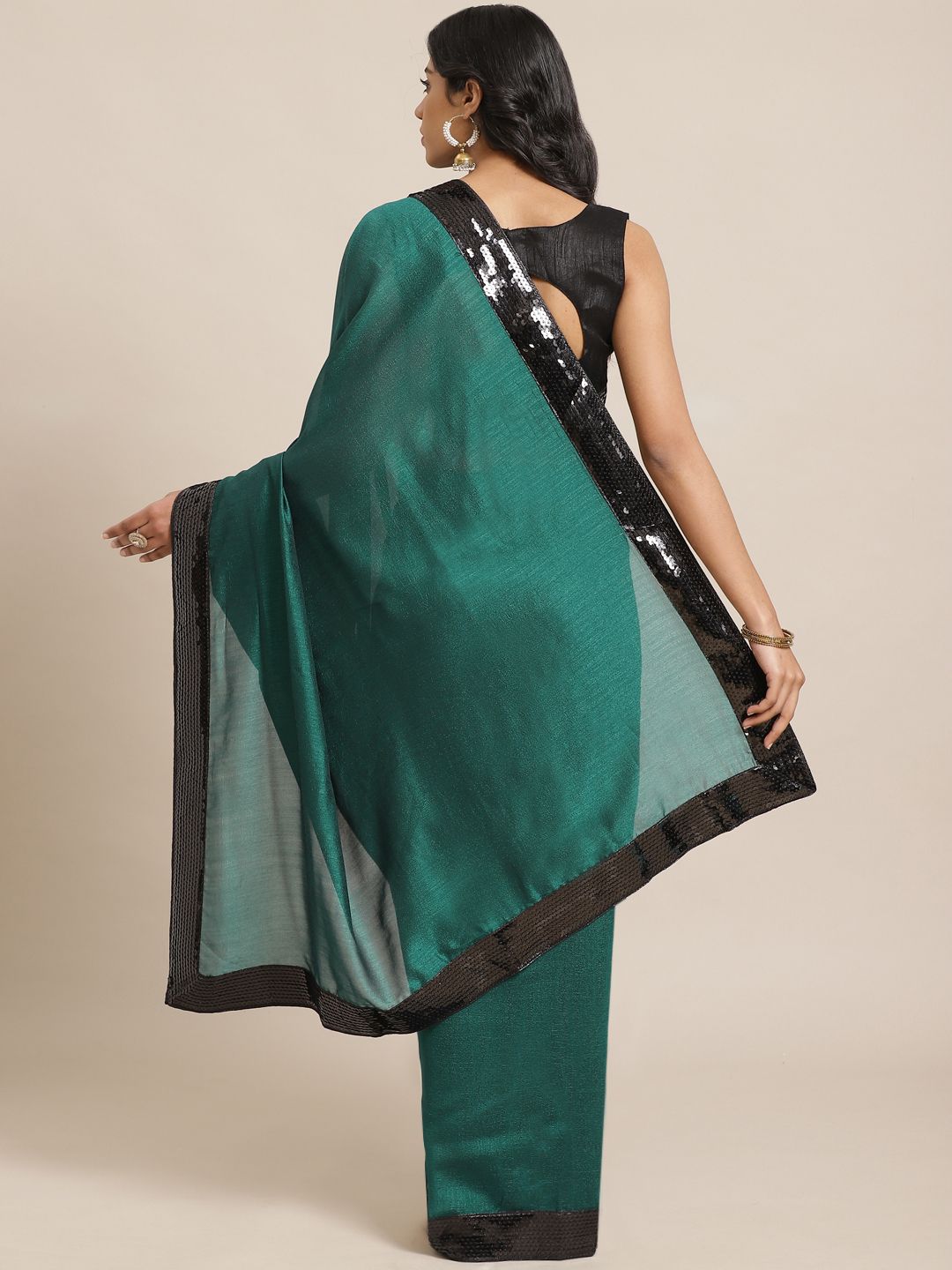Saree mall Teal Green Solid Saree
