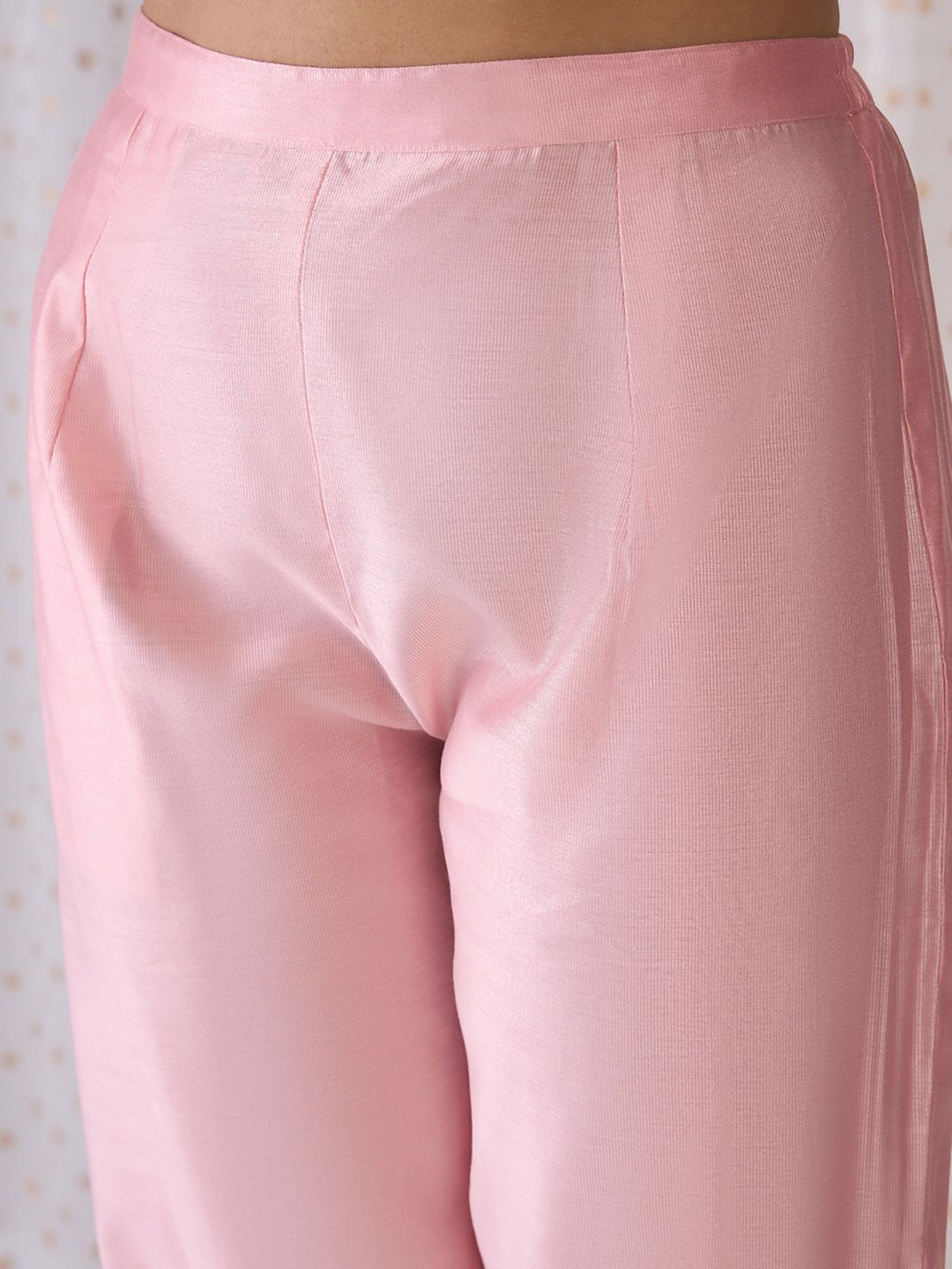 Indo Era Pink Ethnic Motifs Embroidered Aari Work Kurta with Trousers & Dupatta
