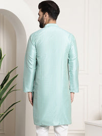 SOJANYA Striped Band Collar Straight Kurta