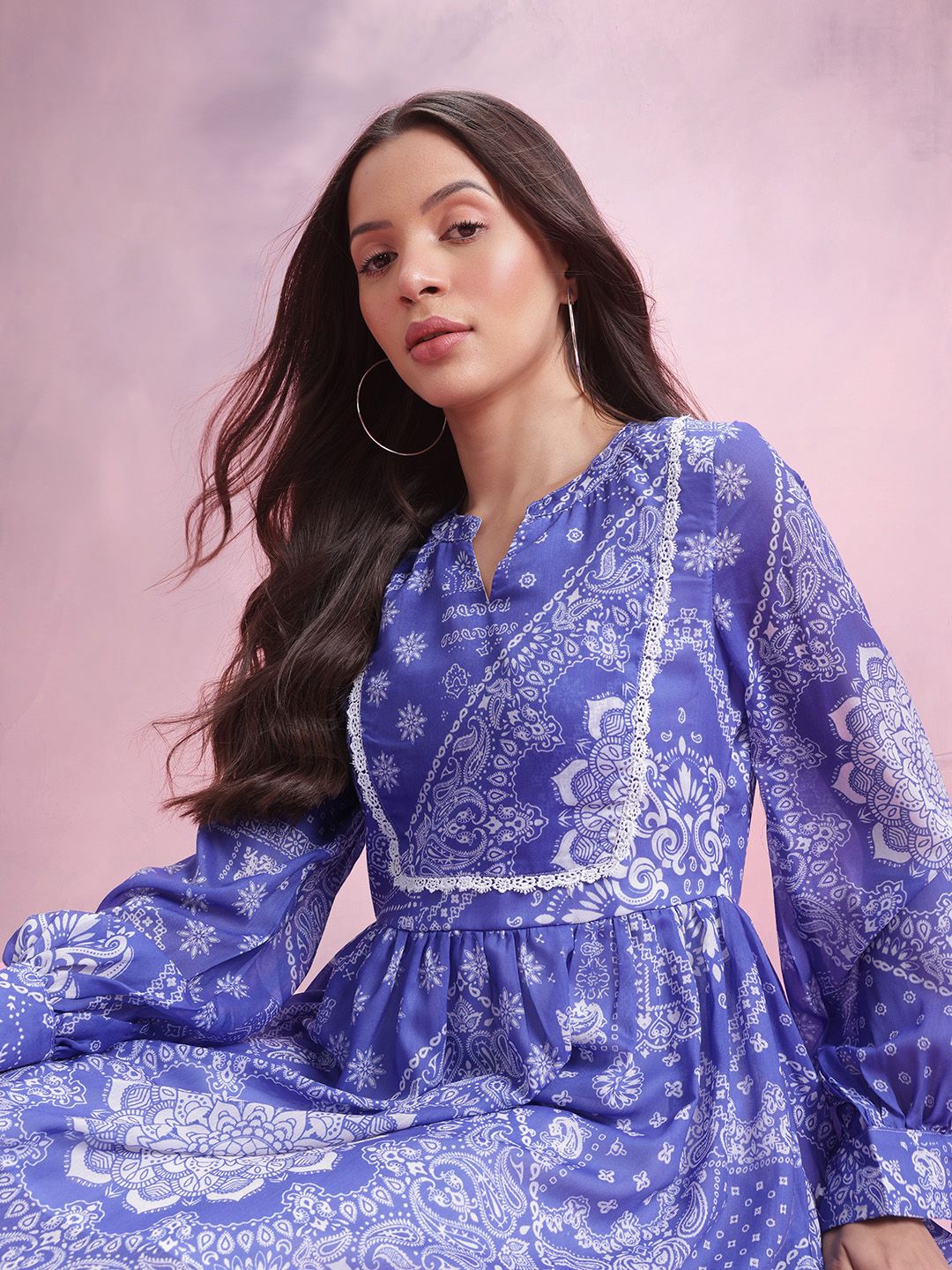 DressBerry Ethnic Motifs Print A-Line Dress