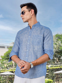 Thomas Scott Men Premium Regular Fit Vertical Striped Linen Casual Shirt