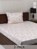 BOMBAY DYEING Vintage Pink Printed Pure Cotton 180 TC  Bedsheet Set 1.52 m X 2.28 m