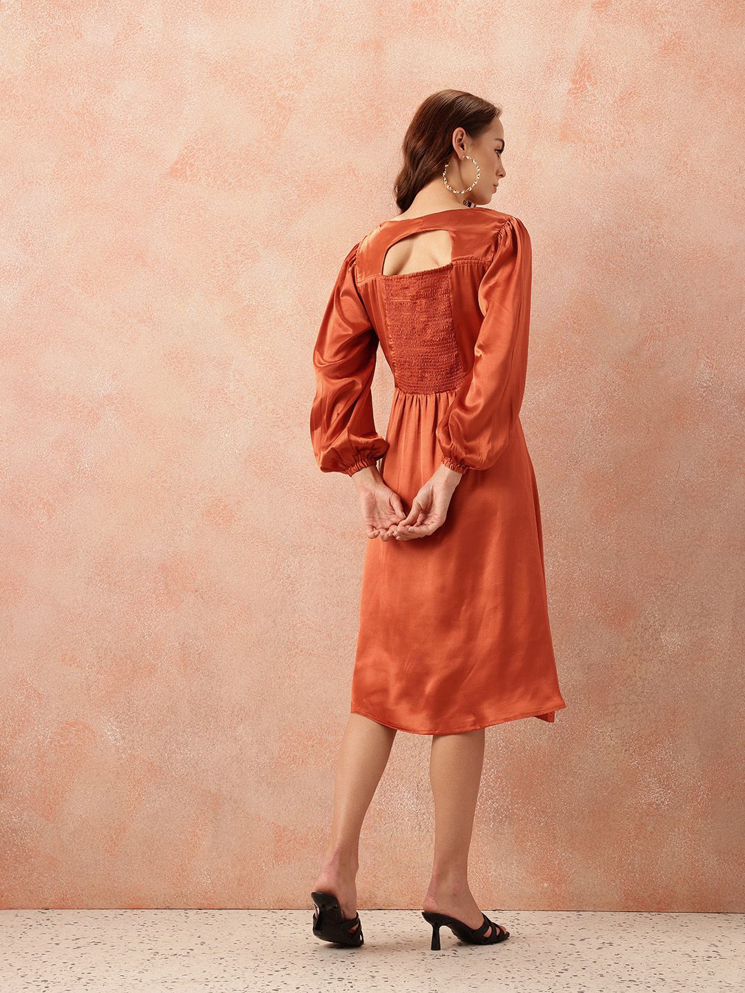 all about you Satin-Finish Wrap Midi Dress