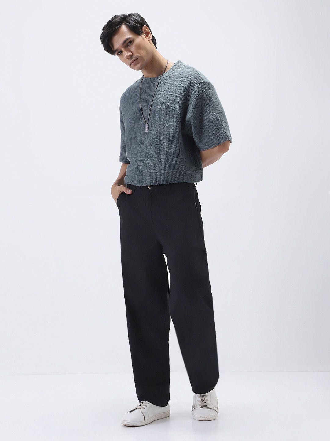 Urbano Fashion Men Solid Non Stretchable Loose Baggy Fit Chino Trousers