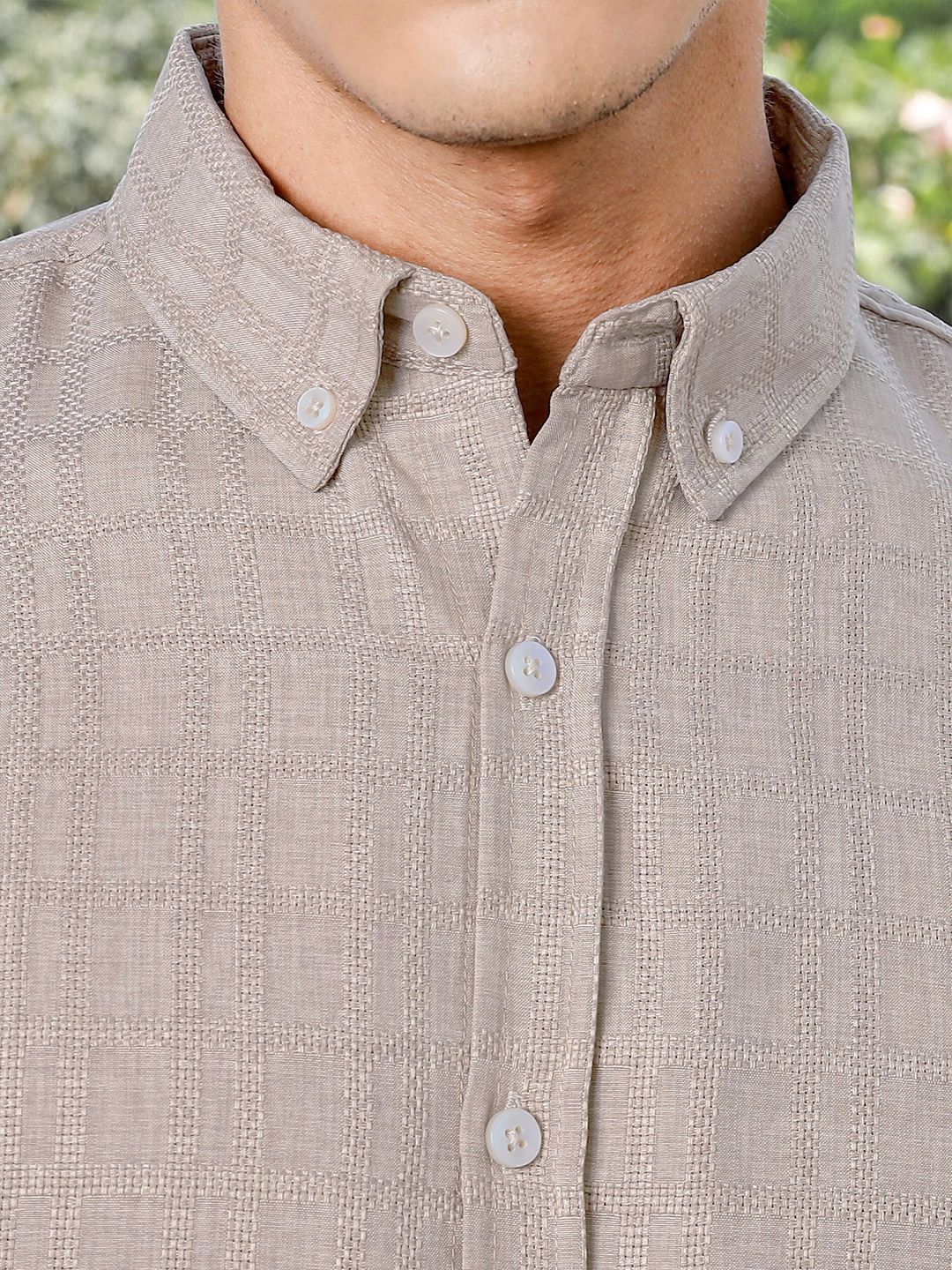 Thomas Scott Men Premium Fit Button-Down Collar Textured Casual Shirt