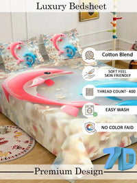 Myntra Elegant Homes Grey & Blue 400 TC King Bedsheet with 2 Pillow Covers