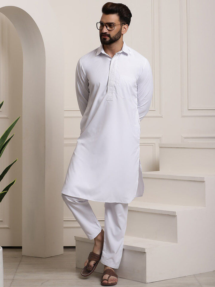 SOJANYA Shirt Collar Pure Cotton Pathani Kurta With Salwar