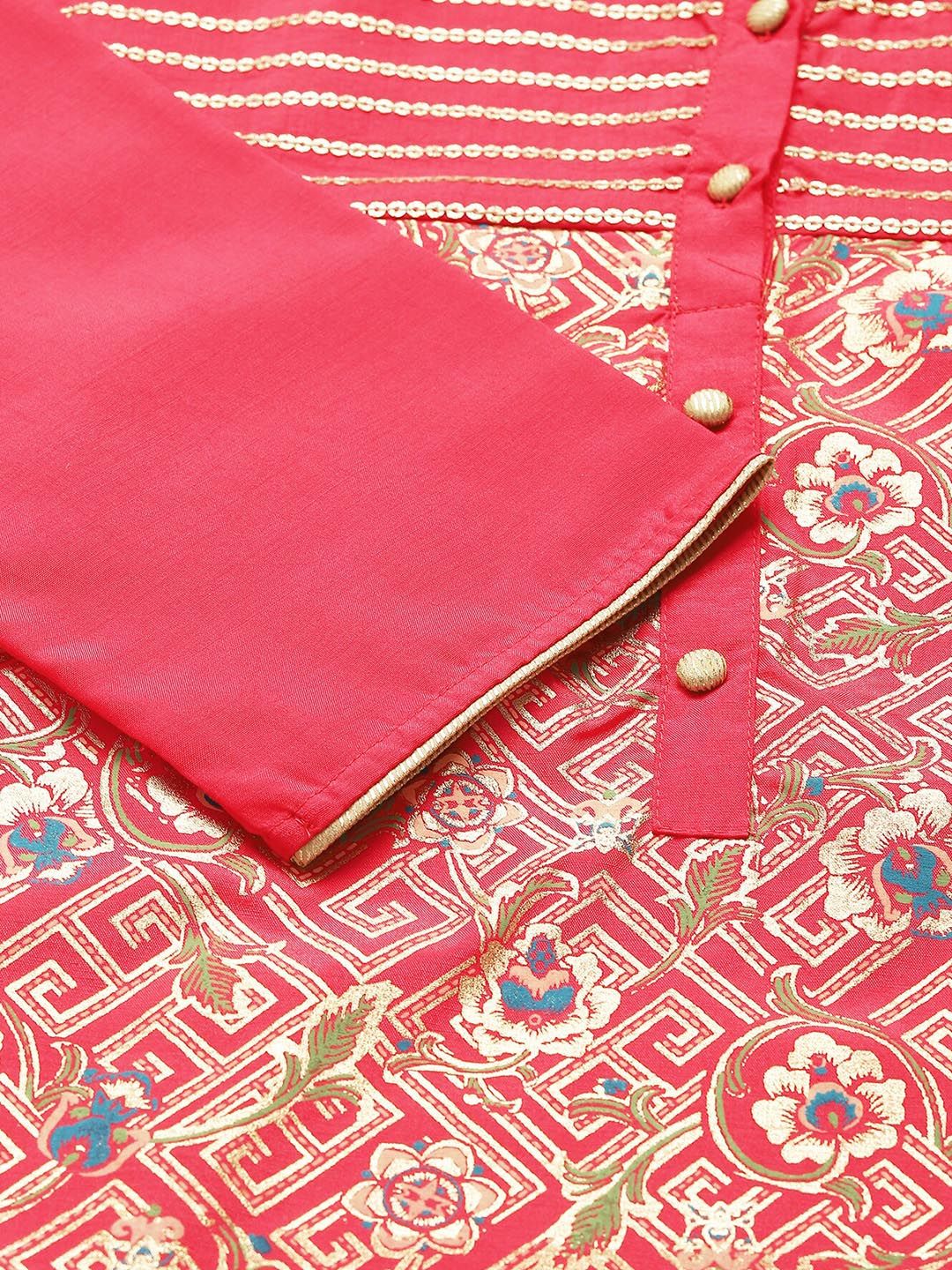 AURELIA Women Peach-Coloured Floral Printed Kurta