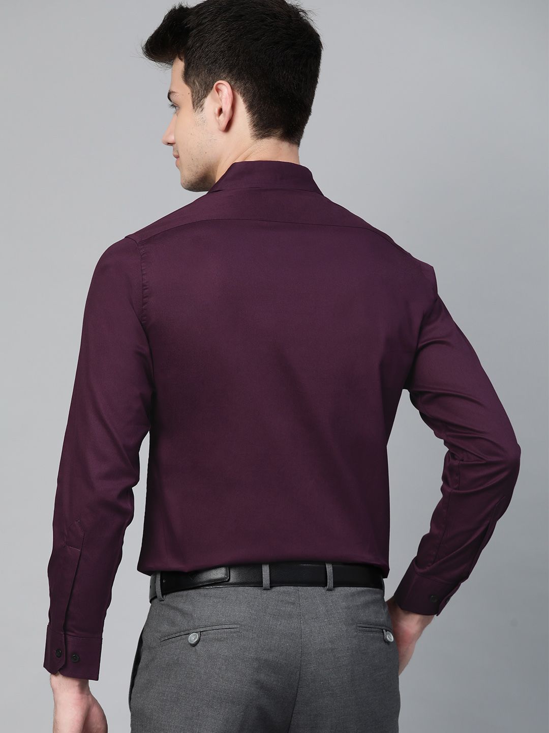 DENNISON Men Purple Smart Slim Fit Solid Twill Formal Shirt