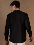DENNISON Lelaki Black Cotton Kurta