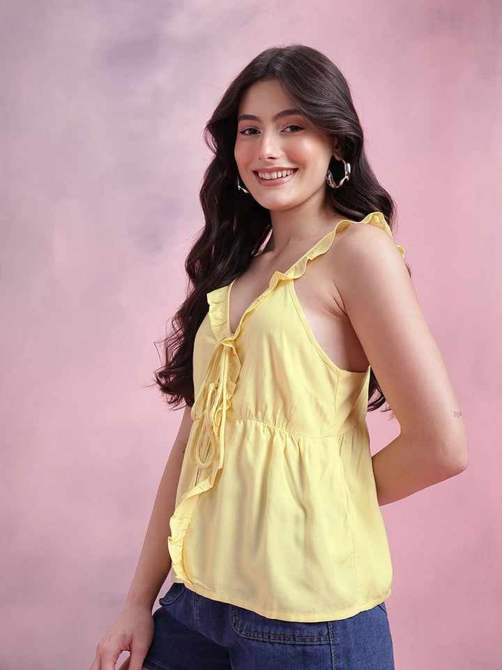 DressBerry Bow Front Ruffles Top